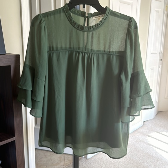 Green Ruffled Blouse - Picture 3 of 3
